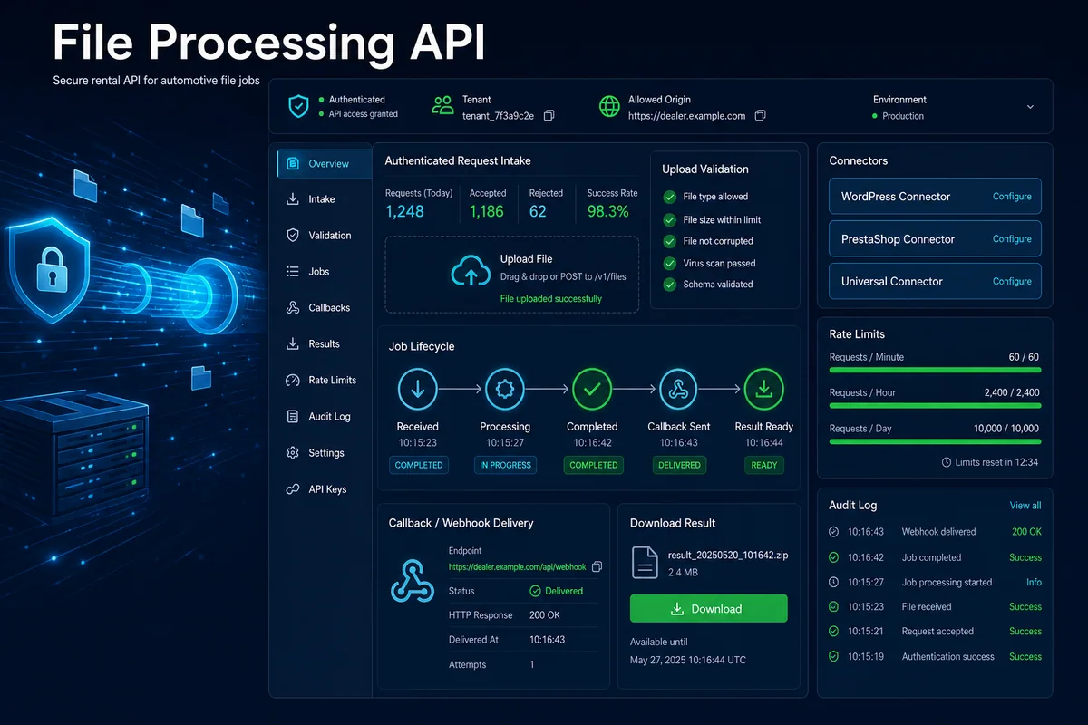File Processing API — product workflow visual