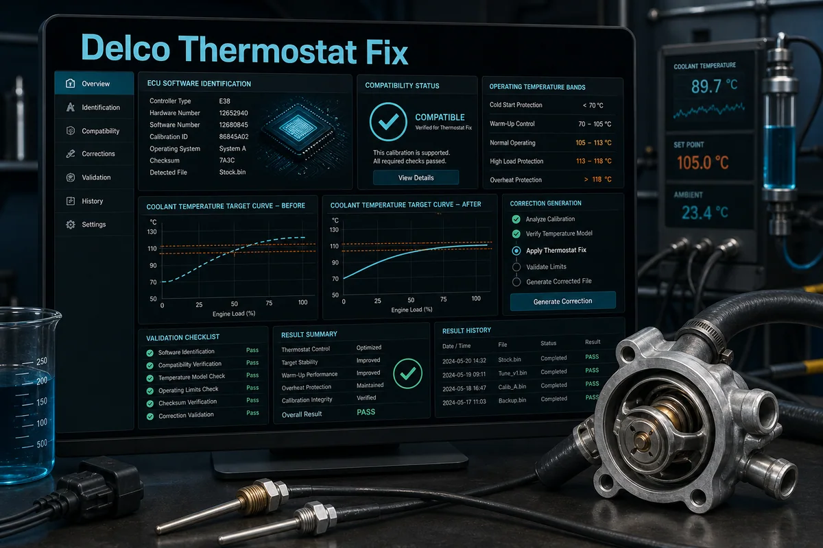 TuningSuite Delco Thermostat Fix — product workflow visual