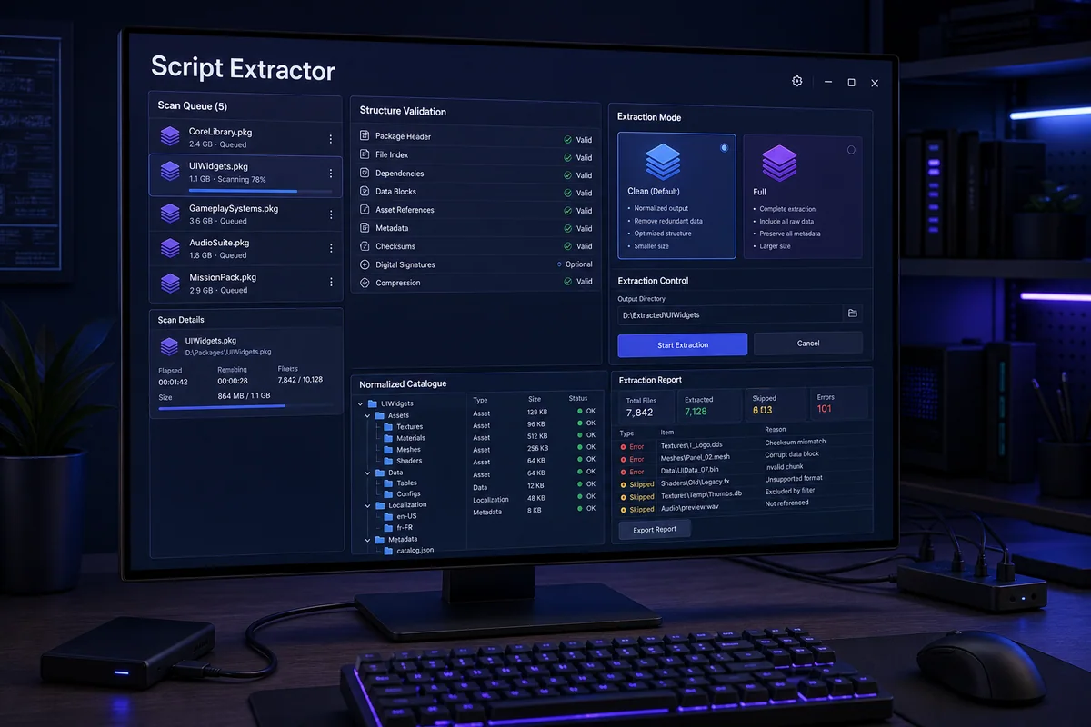 TuningSuite Script Extractor — product workflow visual