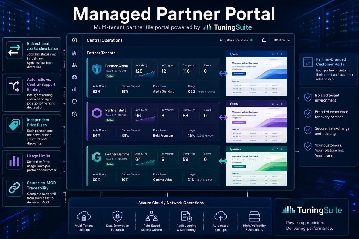 Managed Slave File Portal — product workflow visual